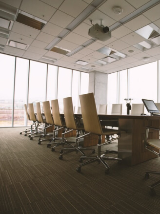 Conference room with table and chairs