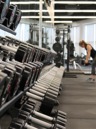 Woman working out in a gym